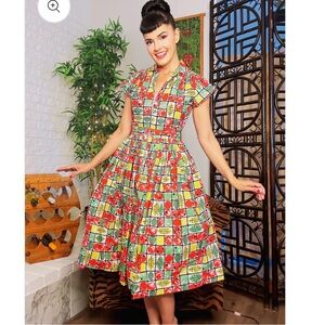 BB Ferrai Bernie Dexter Kelly Fruit Salad Pinup Rockabilly Dress Size Small